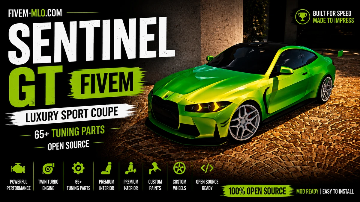 Sentinel GT Car FiveM | Luxury Sport Coupe | 65+ Tuning Parts | Open Source